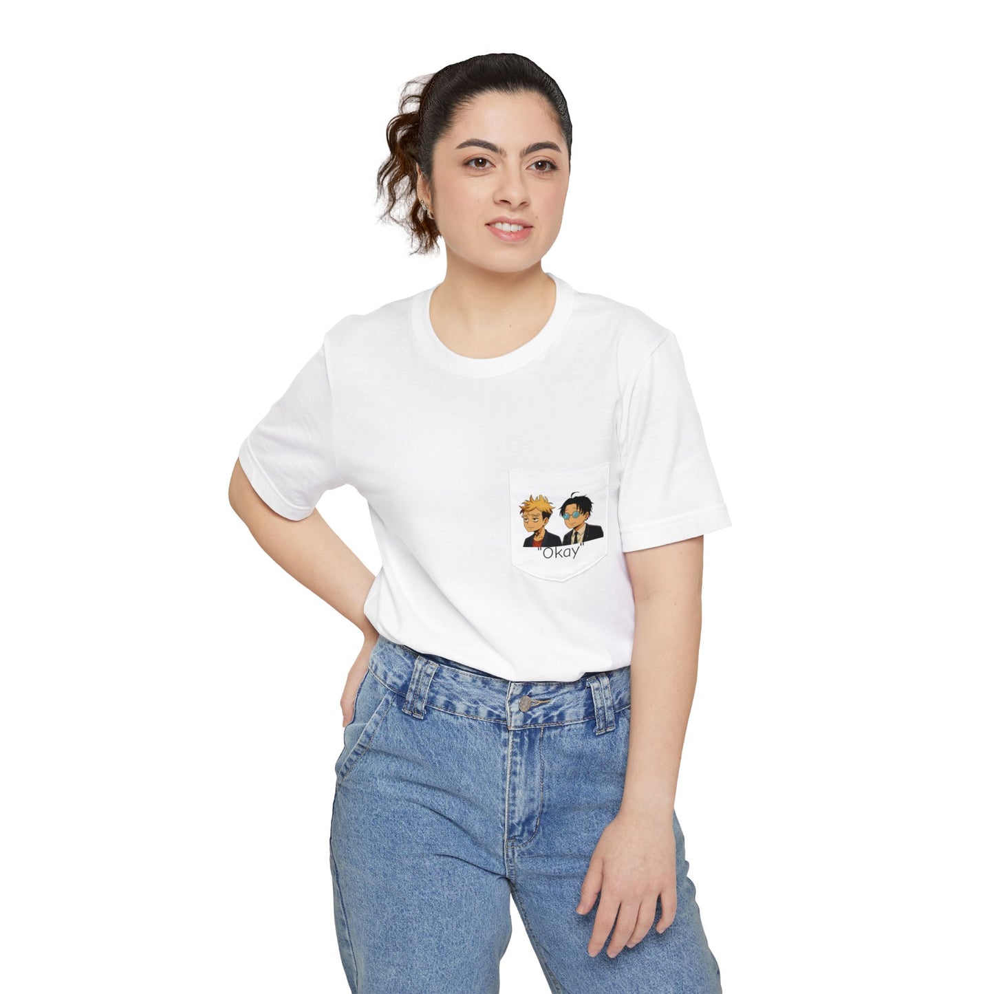 Unisex Pocket T-Shirt "Okay" Design, Casual Wear, Gifts for Him/Her, Fashion Statement, Everyday Comfort